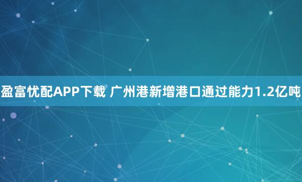 盈富忧配APP下载 广州港新增港口通过能力1.2亿吨