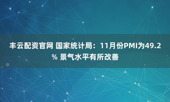 丰云配资官网 国家统计局：11月份PMI为49.2% 景气水平有所改善